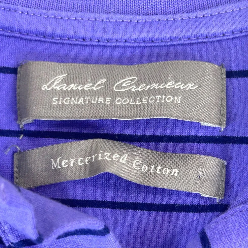 Daniel Cremieux Signature Collection Men's Purple Stripe Polo Size L 100% Cotton